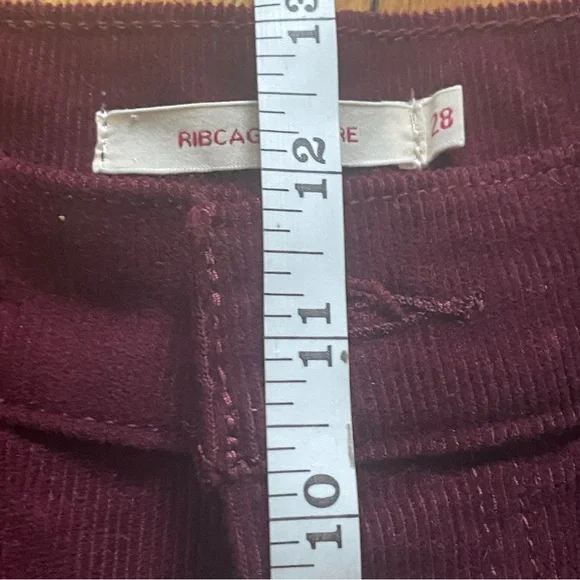 Levi's Ribcage Flare Wide Leg Cordoroy Pants High Rise Cowgirl Shiraz maroon 28 - Picture 14 of 16